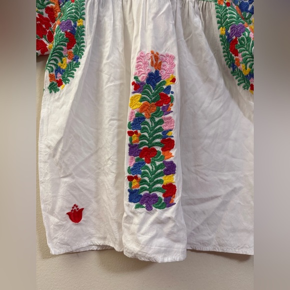 J. Marie Carmen Colorful Embroidered Floral 100% Rayon Boho Cottagecore Top - S - Picture 7 of 11